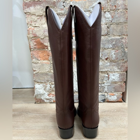 Quince Italian Leather Tall Boots Brown Western Women’s Size 8 NEW - Picture 3 of 12